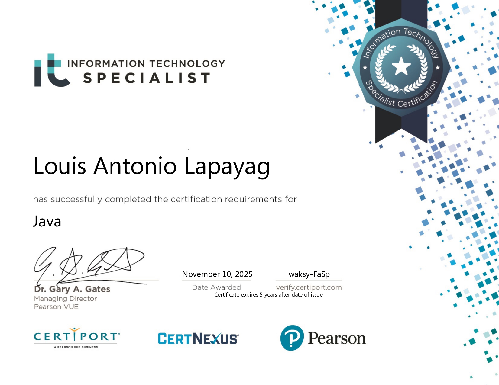 Java Certificate