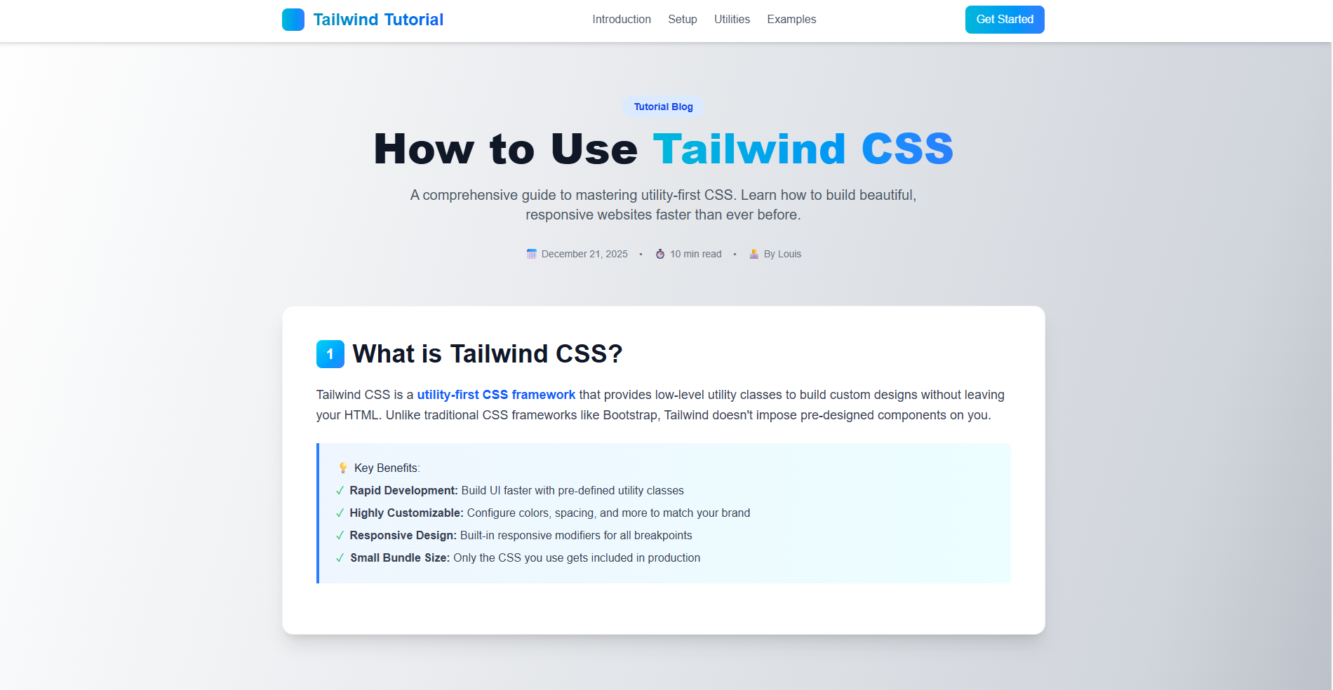Tailwind CSS Tutorial